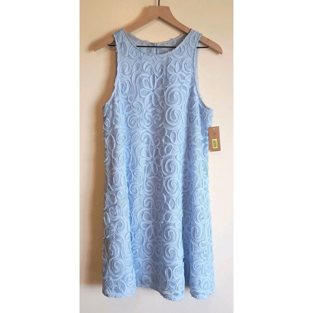 Cremieux‎ Blue Textured Floral Lace Dress A Line Shift Sleeveless Sz 12 NWT